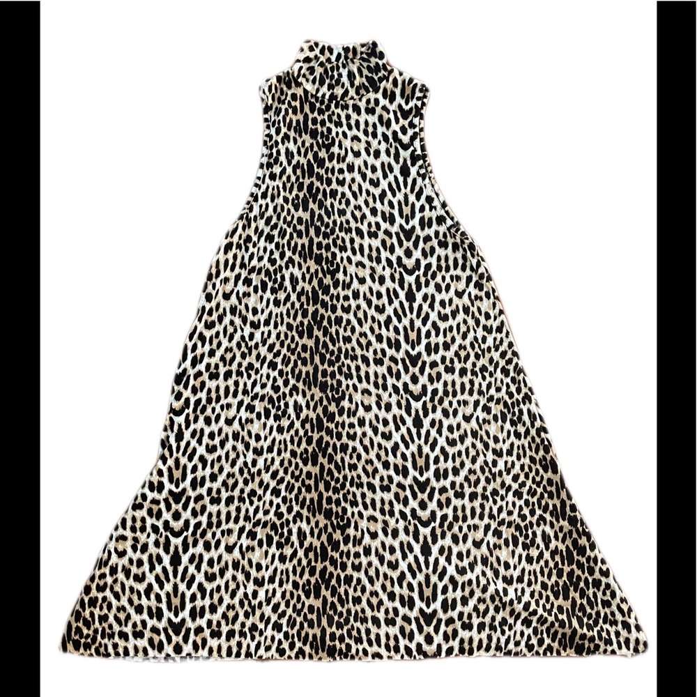 CLAYTON Leopard Print Mock Neck Swing Tunic Dress size XS